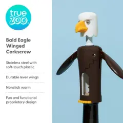 True Zoo Bald Eagle Winged Corkscrew Soft-Touch Wine Bottle Cork Opener Remover