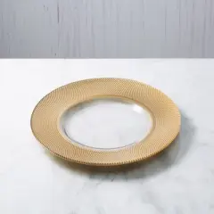 Classic Touch Set of 4 Glass Chargers With Gold Dotted Border - 13"D