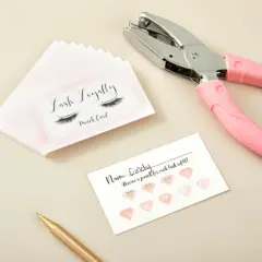 Stockroom Plus 300 Pack Eyelash Extension Loyalty Cards for Business with Heart Hole Puncher for Small Business, Beauty Salon
