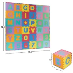 Toy Time 96-Piece Alphabet and Number Foam Floor Puzzle Play Mat - Multicolored
