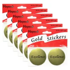 Hayes Publishing Excellence 2" Gold Certificate Seals, 50 Per Pack, 6 Packs