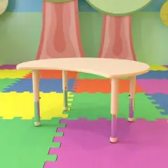 Flash Furniture 25.125"W x 35.5"L Crescent Natural Plastic Height Adjustable Activity Table