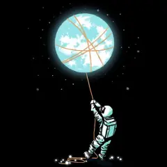 Junior's Design By Humans Moon catcher By radiomode T-Shirt