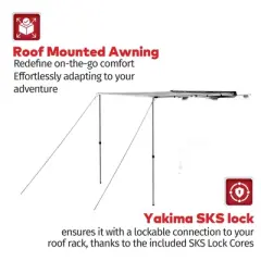 Yakima SlimShady 6.5 Foot Lightweight Roof Mounted Awning with included SKS Lock, Easy to Pitch, and Super Simple Attachment System