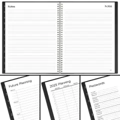 Mead 2024-25 Weekly/Monthly Planner 11"x9.625" Black: Academic Calendar, Twin-Wire Binding, Acid-Free Paper, Tabs