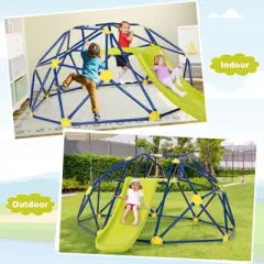 Infans 8FT Climbing Dome w/ Slide Outdoor Kids Jungle Gym Dome Climber Blue