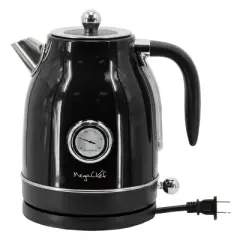 MegaChef 1.8 Quart Electric Tea Kettle and 2 Slice Toaster Combo in Black
