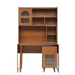 Kumasinova 43" Computer Desk with Drawers&Cabinets,Office Desk with 90&deg; Swivel Top,Standing Desk with Shelves,Gaming Desk for Living/Bed Room