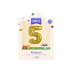 34" Number 5 Foil Balloon - Spritz&trade;: Gold Birthday Decoration, Solid Pattern, All Ages