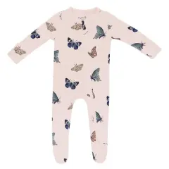 Zippered Footie in Blush Butterfly