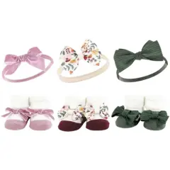 Hudson Baby Infant Girl 12Pc Headband and Socks Giftset, Fall Botanical, One Size