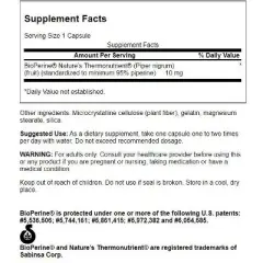 Swanson Herbal Supplements Bioperine 10 mg 60 Caps