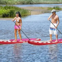 Costway 10.5&rsquo; Inflatable Stand Up Paddle Board SUP W/Carrying Bag Aluminum Paddle Pink