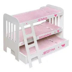 Badger Basket Trundle Doll Bunk Bed with Ladder and Free Personalization Kit - White/Pink