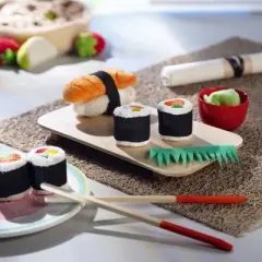 HABA Biofino Sushi Soft Play Food 10 Piece Set with Serving Board and Chopsticks