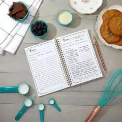 Pipilo Press Blank Recipe Book to Write Your Own Recipes, 120 Pages, Floral and Orange Theme, 5.5 x 8.5 In