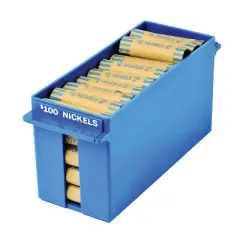 Nadex Coins&trade; Large Capacity Rolled Nickels Coin Storage Box in Blue