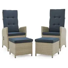 5pc All-Weather Wicker Haven Recliner and Accent Table Set - Alaterre Furniture