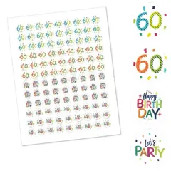 Big Dot of Happiness 60th Birthday - Cheerful Happy Birthday - Sixtieth Round Candy Sticker Favors - Labels Fits Chocolate Candy (1 sheet of 108)