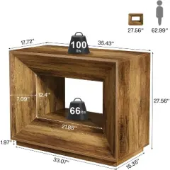 Tribesigns 2-Tier Large Nightstand with Shelf,  35.43 -InchOversized Night Stand for Bedroom, Rustic Brown Side Table for Bedroom,Brown