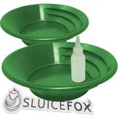 Sluice Fox 2 Pk 9" Green Vanishing Riffle Gold Pans, 3 oz. Snifter Bottle, Pipette Panning Kit