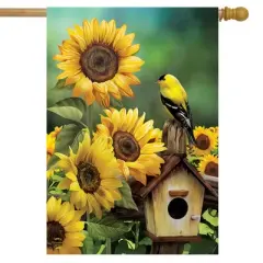 Briarwood Lane Goldfinch and Sunflowers Summer House Flag Birdhouse Floral 28" x 40"