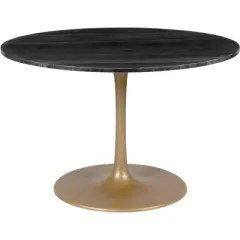 47.2" Lynnette Round Marble Dining Table Black - ZM Home