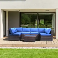 Yardgrace 7-Piece Modular Weather Resistant Straight-back Sofa Set