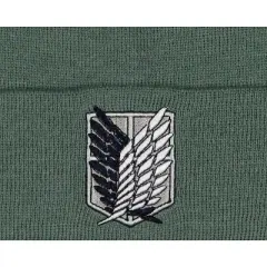 Attack on Titan Men's Scout Regiment Embroidered Logo Design Fold Cuff Beanie