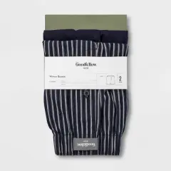 Men's Striped Woven 2pk Boxer - Goodfellow & Co&trade; Navy