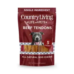 Country Living 4&rdquo;-7&rdquo; Beef Backstrap Tendon Dog Chews &ndash; 5 Count Bag