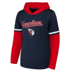 MLB Cleveland Guardians Boys' Long Sleeve Twofer Poly Hooded Sweatshirt