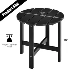 Costway 18'' Patio Round Side End Coffee Table Wooden Slat Garden Deck