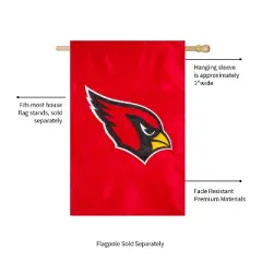 Evergreen NFL Arizona Cardinals Applique House Flag 28 x 44 Inches Outdoor Decor for Homes and Gardens