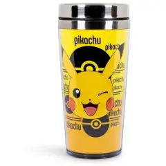Just Funky Pokemon Pikachu 16oz Insulated Travel Coffee Mug Tumbler w/ Non-Spill Metal Lid