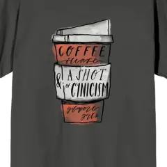 Gilmore Girls Luke's Cafe Coffee Sketchy Art Women's Charcoal Graphic Short Sleeve Crew Neck Tee