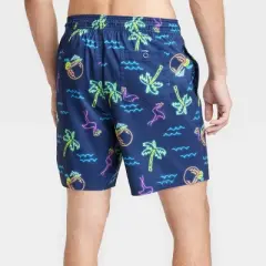 Men's 7" Waterloo Flamingo Swim Shorts - Goodfellow & Co&trade; Blue
