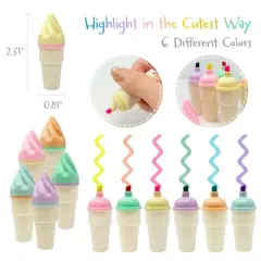 Wrapables Cute and Colorful Highlighters, Marker Pens, Stationery Supplies (Set of 6), Ice Cream