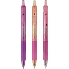 Pilot 3pk Acroball Breast Cancer Awareness Ballpoint Pens Fine Point 0.7mm Black Ink