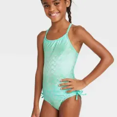 Girls' Fancy Scales One Piece Swimsuit - Cat & Jack&trade;️ Light Teal Green