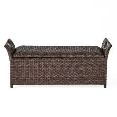 Janey PE Rattan Patio Storage Bench with Handles, Storage Bench, Outdoor Furniture - Maison Boucle