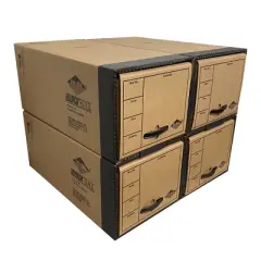 UOFFICE Pack of 4 Quick Stack Drawer File Boxes, 24" x 12.5" x 10.5"