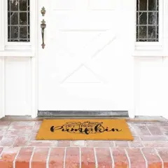 Juvale Hey Natural Coir Welcome Door Mat, Hey There Pumpkin Fall decor, 30 x 17 Inches