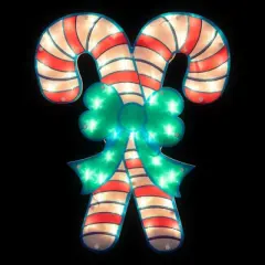 Northlight 18.5" Lighted Double Candy Cane Christmas Window Silhouette