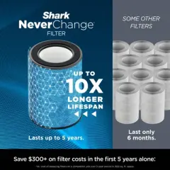 Shark Never Change Air Purifier Max HP302: True HEPA, 5 Settings, 1200-1500 sq. ft., Programmable Timer, CARB Certified