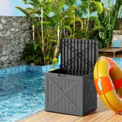 INFURNIC Deck Boxes, Portable Storage Box with Waterproof Function for Storage Patio Furniture, Garden Tools, All Weather Use, Black, 22"*17.1"*20.9"