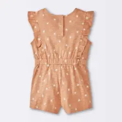 Baby Girls' Sun Stamps Printed Ruffle Romper - Cloud Island&trade; Tan