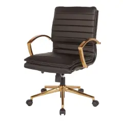 Mid Back Faux Leather Chair with Gold Finish - OSP Home Furnishings