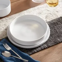 40oz Stoneware Stella Dinner Bowl White - Threshold&trade;: Round Pasta & Salad Bowl, Dishwasher & Microwave Safe