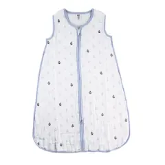 Hudson Baby Infant Boy Muslin Cotton Sleeveless Wearable Sleeping Bag, Sack, Blanket, Anchor